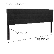 Bedford Tufted Upholstered King Size Headboard in Black Fabric, HG-HB1704-K-BK-GG