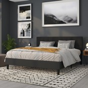 Bedford Tufted Upholstered King Size Headboard in Black Fabric, HG-HB1704-K-BK-GG