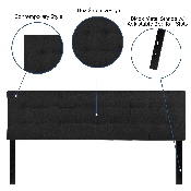 Bedford Tufted Upholstered King Size Headboard in Black Fabric, HG-HB1704-K-BK-GG
