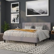 Bedford Tufted Upholstered King Size Headboard in Light Gray Fabric, HG-HB1704-K-LG-GG