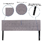 Bedford Tufted Upholstered King Size Headboard in Light Gray Fabric, HG-HB1704-K-LG-GG