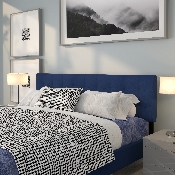 Bedford Tufted Upholstered King Size Headboard in Navy Fabric, HG-HB1704-K-N-GG