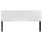 Bedford Tufted Upholstered King Size Headboard in White Fabric, HG-HB1704-K-W-GG