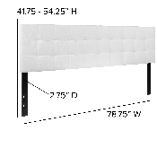 Bedford Tufted Upholstered King Size Headboard in White Fabric, HG-HB1704-K-W-GG