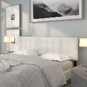 Bedford Tufted Upholstered King Size Headboard in White Fabric, HG-HB1704-K-W-GG