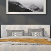 Bedford Tufted Upholstered King Size Headboard in White Fabric, HG-HB1704-K-W-GG