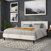 Bedford Tufted Upholstered King Size Headboard in White Fabric, HG-HB1704-K-W-GG