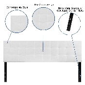 Bedford Tufted Upholstered King Size Headboard in White Fabric, HG-HB1704-K-W-GG