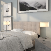 Bedford Tufted Upholstered Queen Size Headboard in Beige Fabric, HG-HB1704-Q-B-GG
