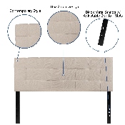 Bedford Tufted Upholstered Queen Size Headboard in Beige Fabric, HG-HB1704-Q-B-GG