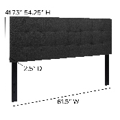 Bedford Tufted Upholstered Queen Size Headboard in Black Fabric, HG-HB1704-Q-BK-GG