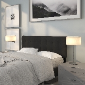 Bedford Tufted Upholstered Queen Size Headboard in Black Fabric, HG-HB1704-Q-BK-GG