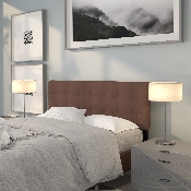 Bedford Tufted Upholstered Queen Size Headboard in Dark Brown Fabric, HG-HB1704-Q-DBR-GG