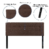 Bedford Tufted Upholstered Queen Size Headboard in Dark Brown Fabric, HG-HB1704-Q-DBR-GG