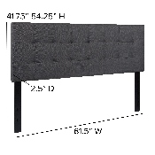 Bedford Tufted Upholstered Queen Size Headboard in Dark Gray Fabric, HG-HB1704-Q-DG-GG