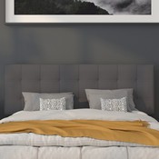 Bedford Tufted Upholstered Queen Size Headboard in Dark Gray Fabric, HG-HB1704-Q-DG-GG