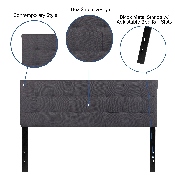 Bedford Tufted Upholstered Queen Size Headboard in Dark Gray Fabric, HG-HB1704-Q-DG-GG