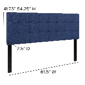 Bedford Tufted Upholstered Queen Size Headboard in Navy Fabric, HG-HB1704-Q-N-GG