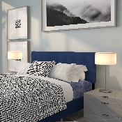 Bedford Tufted Upholstered Queen Size Headboard in Navy Fabric, HG-HB1704-Q-N-GG