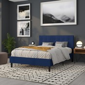 Bedford Tufted Upholstered Queen Size Headboard in Navy Fabric, HG-HB1704-Q-N-GG