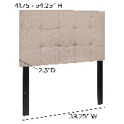 Bedford Tufted Upholstered Twin Size Headboard in Beige Fabric, HG-HB1704-T-B-GG