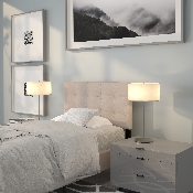 Bedford Tufted Upholstered Twin Size Headboard in Beige Fabric, HG-HB1704-T-B-GG