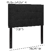 Bedford Tufted Upholstered Twin Size Headboard in Black Fabric, HG-HB1704-T-BK-GG