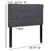 Bedford Tufted Upholstered Twin Size Headboard in Dark Gray Fabric, HG-HB1704-T-DG-GG