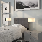 Bedford Tufted Upholstered Twin Size Headboard in Dark Gray Fabric, HG-HB1704-T-DG-GG