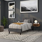 Bedford Tufted Upholstered Twin Size Headboard in Dark Gray Fabric, HG-HB1704-T-DG-GG