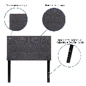 Bedford Tufted Upholstered Twin Size Headboard in Dark Gray Fabric, HG-HB1704-T-DG-GG