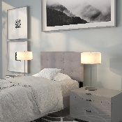 Bedford Tufted Upholstered Twin Size Headboard in Light Gray Fabric, HG-HB1704-T-LG-GG