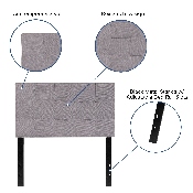 Bedford Tufted Upholstered Twin Size Headboard in Light Gray Fabric, HG-HB1704-T-LG-GG
