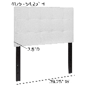 Bedford Tufted Upholstered Twin Size Headboard in White Fabric, HG-HB1704-T-W-GG