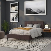 Lennox Tufted Upholstered Full Size Headboard in Brown Vinyl, HG-HB1705-F-BR-GG