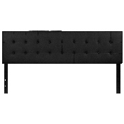Lennox Tufted Upholstered King Size Headboard in Black Vinyl, HG-HB1705-K-BK-GG