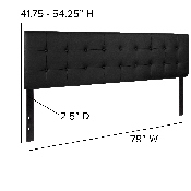 Lennox Tufted Upholstered King Size Headboard in Black Vinyl, HG-HB1705-K-BK-GG
