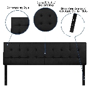 Lennox Tufted Upholstered King Size Headboard in Black Vinyl, HG-HB1705-K-BK-GG