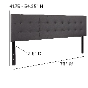 Lennox Tufted Upholstered King Size Headboard in Gray Vinyl, HG-HB1705-K-GY-GG