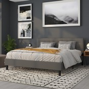 Lennox Tufted Upholstered King Size Headboard in Gray Vinyl, HG-HB1705-K-GY-GG
