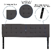 Lennox Tufted Upholstered King Size Headboard in Gray Vinyl, HG-HB1705-K-GY-GG