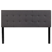 Lennox Tufted Upholstered Queen Size Headboard in Gray Vinyl, HG-HB1705-Q-GY-GG