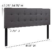 Lennox Tufted Upholstered Queen Size Headboard in Gray Vinyl, HG-HB1705-Q-GY-GG