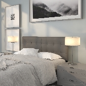 Lennox Tufted Upholstered Queen Size Headboard in Gray Vinyl, HG-HB1705-Q-GY-GG