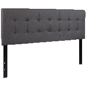 Lennox Tufted Upholstered Queen Size Headboard in Gray Vinyl, HG-HB1705-Q-GY-GG