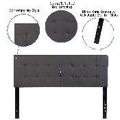 Lennox Tufted Upholstered Queen Size Headboard in Gray Vinyl, HG-HB1705-Q-GY-GG