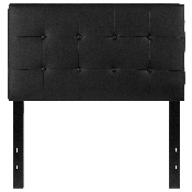 Lennox Tufted Upholstered Twin Size Headboard in Black Vinyl, HG-HB1705-T-BK-GG