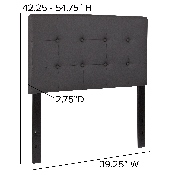 Lennox Tufted Upholstered Twin Size Headboard in Gray Vinyl, HG-HB1705-T-GY-GG