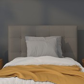 Lennox Tufted Upholstered Twin Size Headboard in Gray Vinyl, HG-HB1705-T-GY-GG