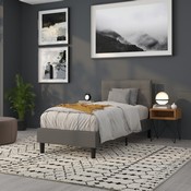 Lennox Tufted Upholstered Twin Size Headboard in Gray Vinyl, HG-HB1705-T-GY-GG
